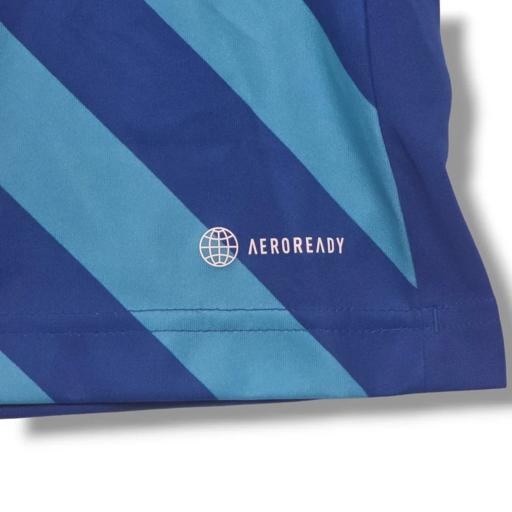 Adidas‎ Entrada 22 Soccer Jersey Mens Small Blue Striped Aeroready Graphic Shirt